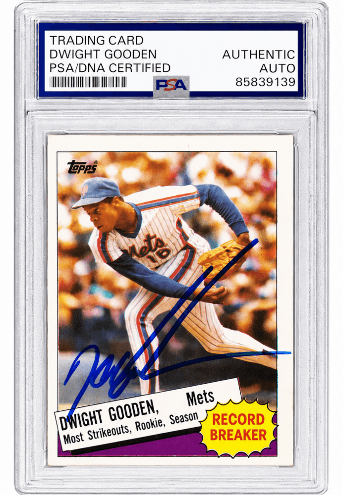 Dwight Gooden New York Mets Autographed 1985 Topps Record Breaker Baseball-Powers Sports Memorabilia