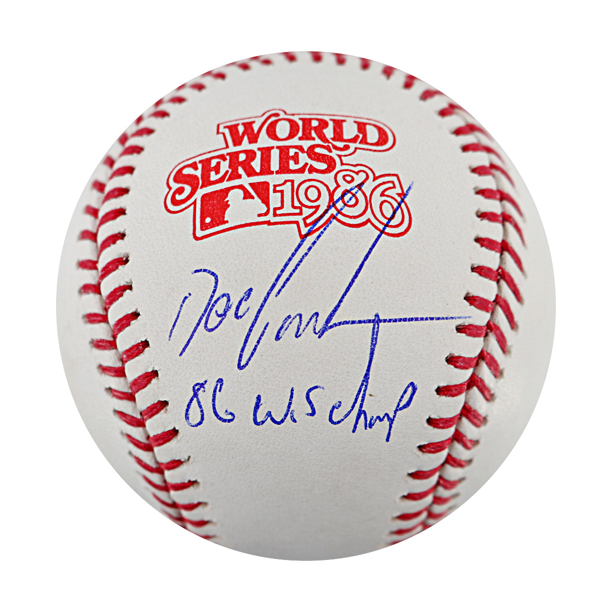 Dwight Doc Gooden New York Mets Signed Inscribed 1986 World Series Logo Baseball-Powers Sports Memorabilia