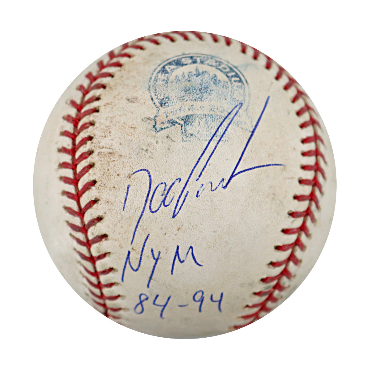 Dwight Doc Gooden New York Mets Signed Inscribed Shea Stadium Final Season Game Used Baseball & MLB Holo-Powers Sports Memorabilia