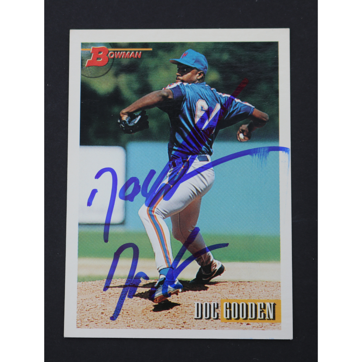 Dwight Doc Gooden New York Mets Signed Inscribed 1993 Bowman #242-Powers Sports Memorabilia