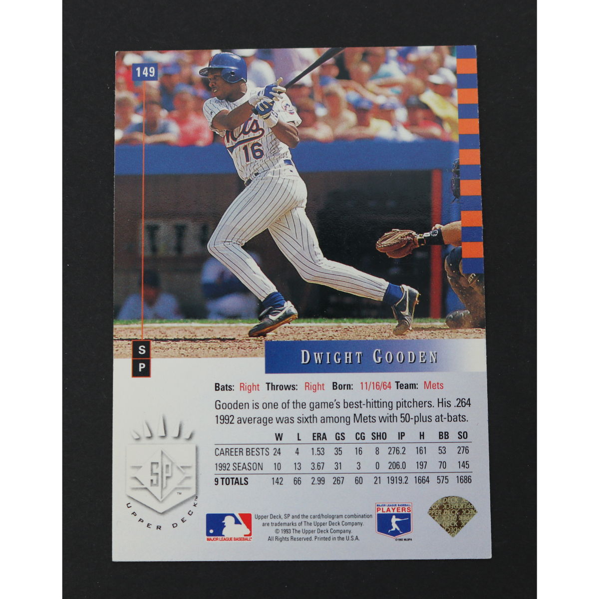 Dwight Doc Gooden New York Mets Signed Inscribed 1993 Upper Deck SP #149-Powers Sports Memorabilia