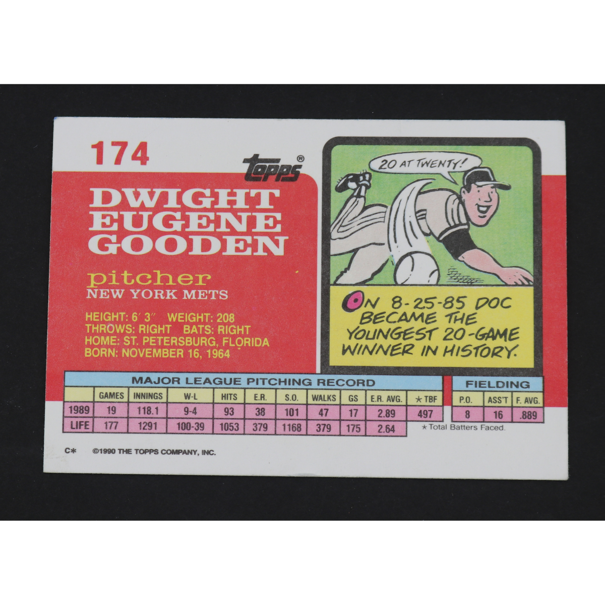 Dwight Doc Gooden New York Mets Signed Inscribed 1990 Topps Big #174-Powers Sports Memorabilia