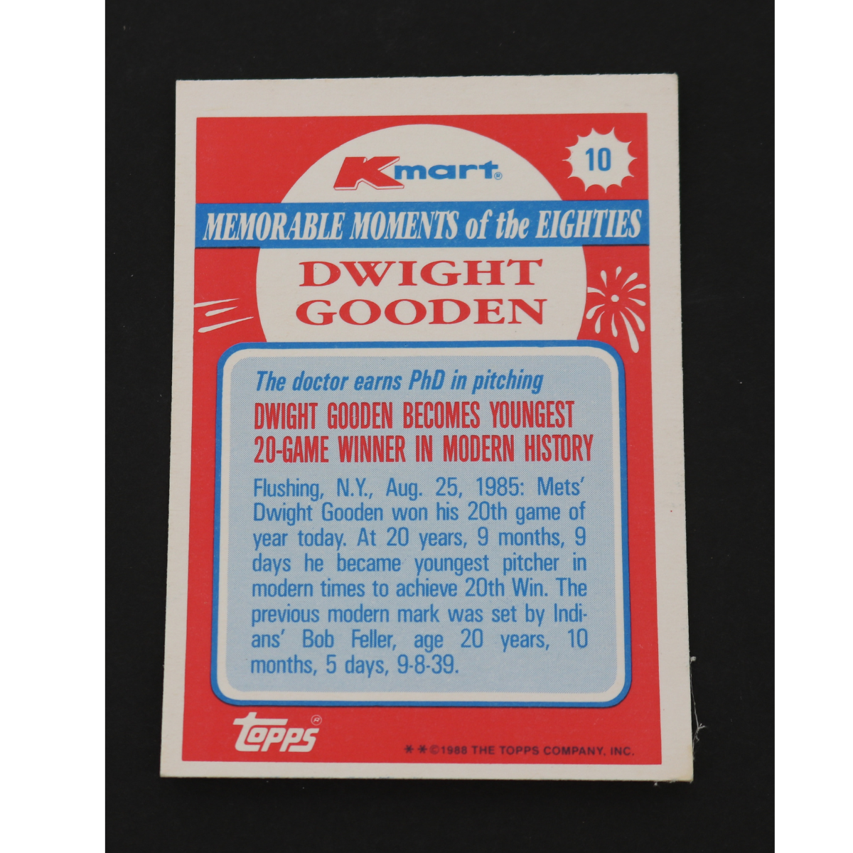 Dwight Doc Gooden New York Mets Signed Inscribed 1988 Topps Kmart Memorable Moments #10-Powers Sports Memorabilia