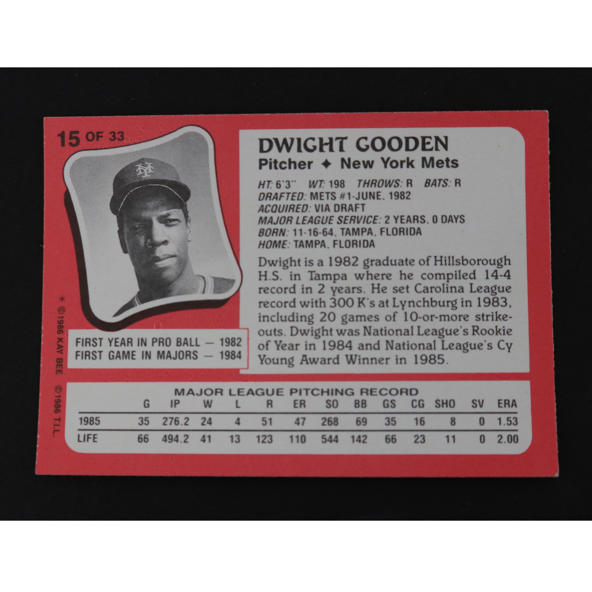 Dwight Doc Gooden New York Mets Signed Inscribed 1986 Kay Bee Young Superstars #15-Powers Sports Memorabilia