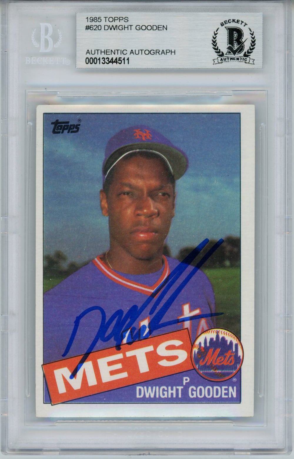 Dwight Gooden 1985 Topps Rookie Trading Signed Card-Powers Sports Memorabilia