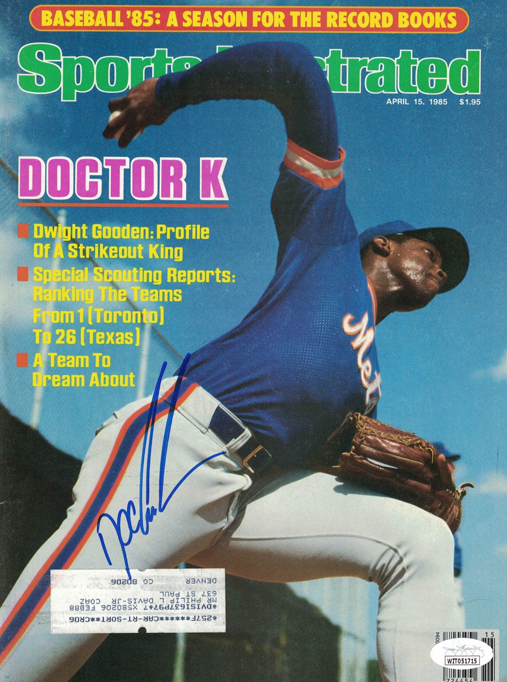 Dwight Gooden New York Mets Signed Sports Illustrated 1985 Magazine JSA-Powers Sports Memorabilia