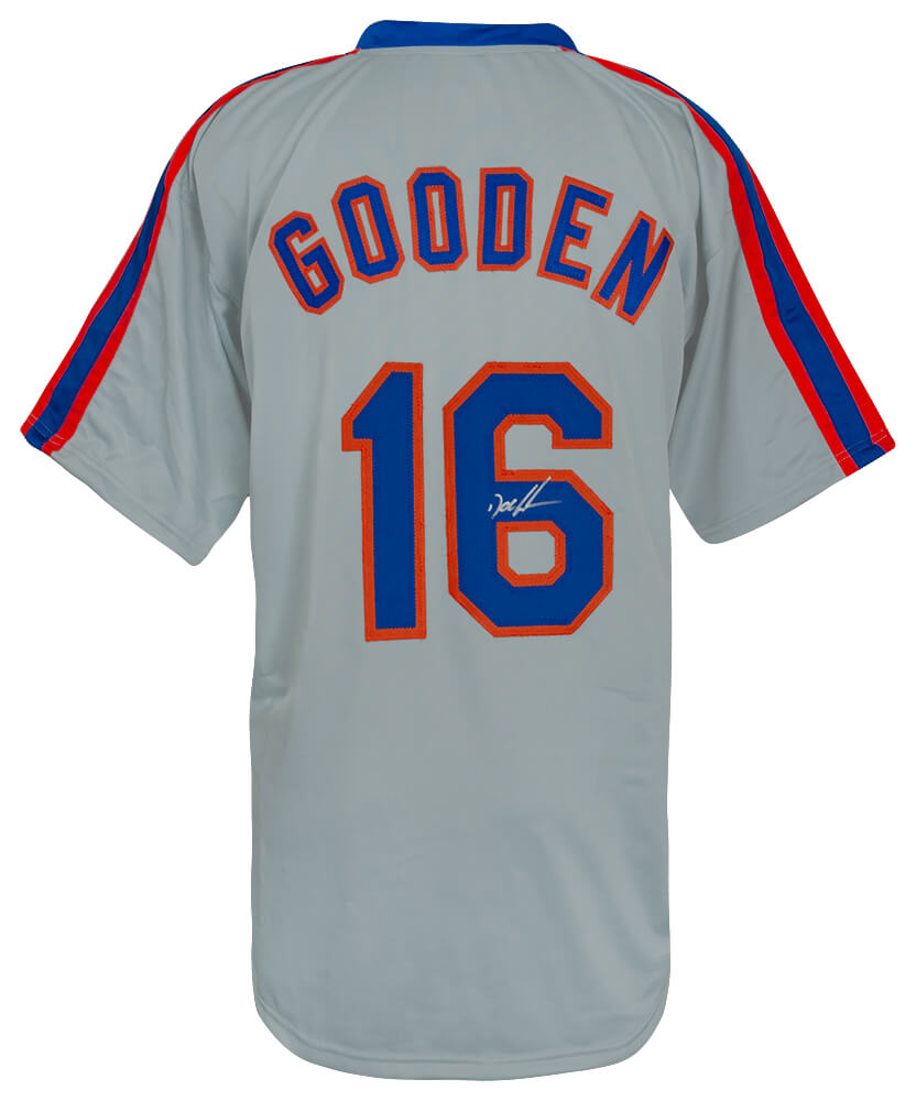 Dwight Gooden Autographed Grey Throwback Custom Baseball Jersey-Powers Sports Memorabilia