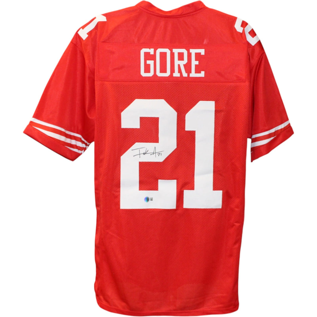 Frank Gore Signed Pro Style Red Size XL Jersey – Beckett Witness Authenticated-Powers Sports Memorabilia