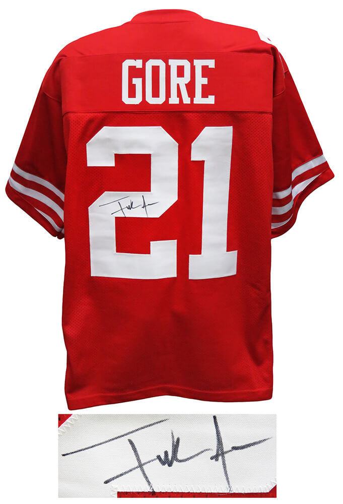 Frank Gore Autographed Red Custom Jersey-Powers Sports Memorabilia