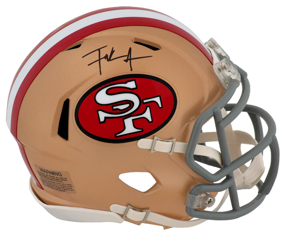 Frank Gore Autographed San Francisco 49ers Throwback Riddell Speed Mini Helmet-Powers Sports Memorabilia