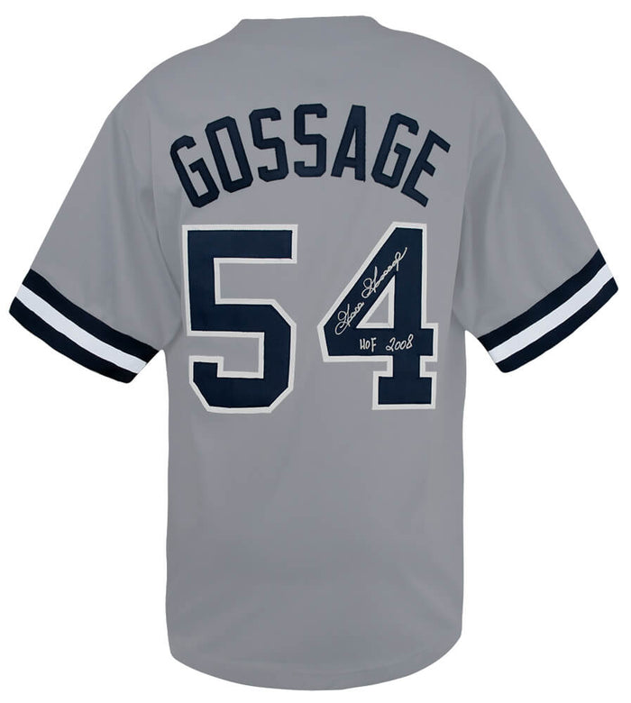Goose Gossage Autographed Grey Custom Baseball Jersey with HOF 2008-Powers Sports Memorabilia