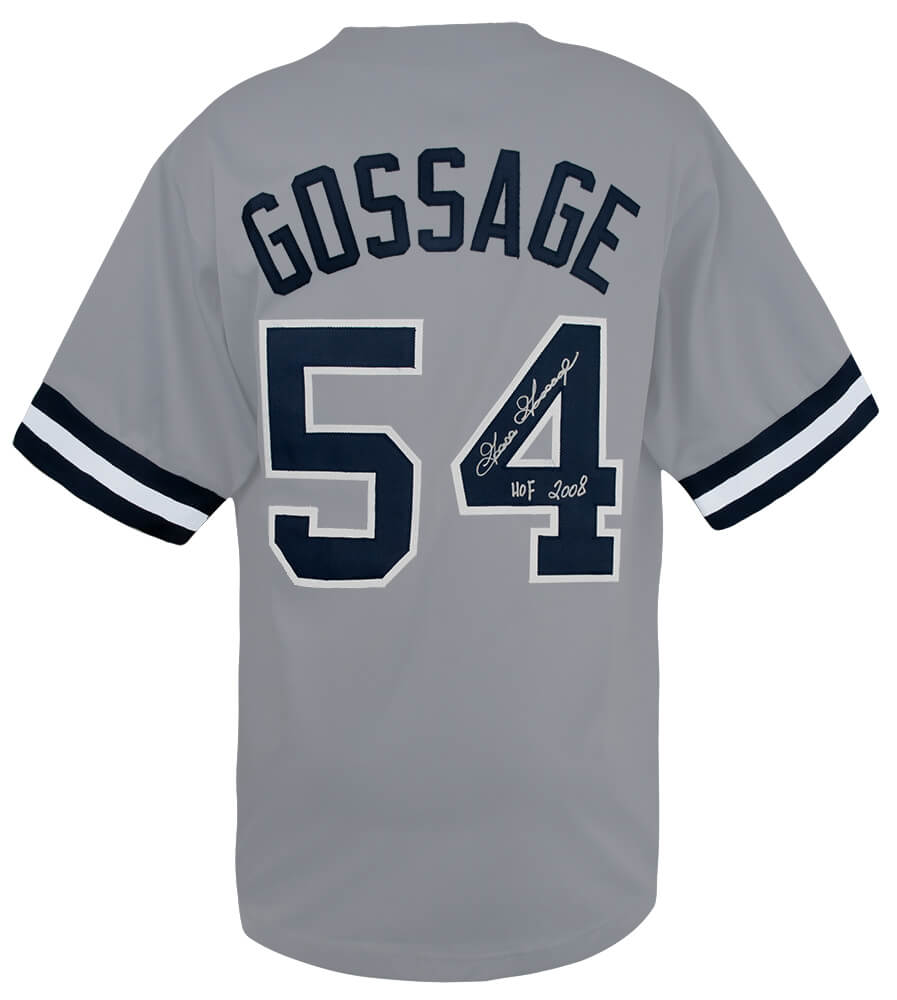Goose Gossage Autographed Grey Custom Baseball Jersey with HOF 2008-Powers Sports Memorabilia