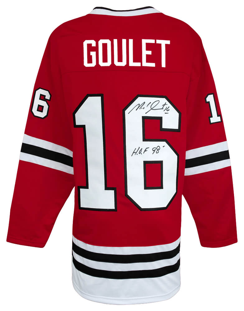 Michel Goulet Autographed Red Custom Hockey Jersey with HOF'98-Powers Sports Memorabilia
