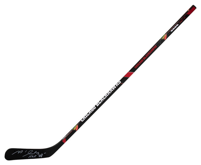 Michel Goulet Autographed Chicago Blackhawks Logo 48-Inch Franklin Full Size Hockey Stick with HOF'98-Powers Sports Memorabilia
