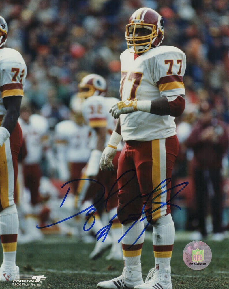 Darryl Grant Autographed Washington Football Team White Jersey 8x10 Photo-Powers Sports Memorabilia