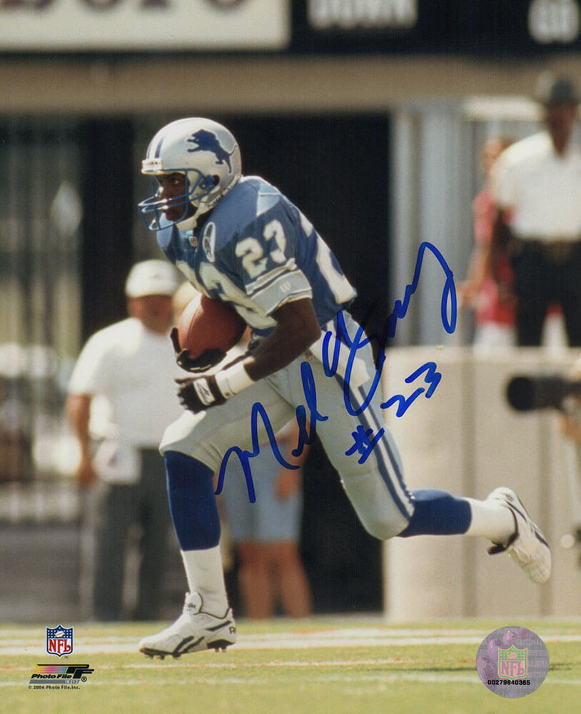 Mel Gray Autographed Detroit Lions Blue Jersey Action 8x10 Photo-Powers Sports Memorabilia