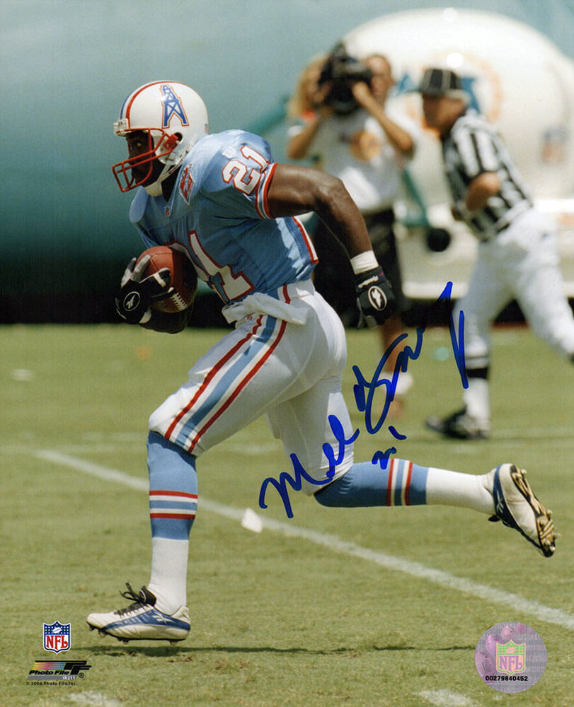 Mel Gray Autographed Houston Oilers Blue Jersey Action 8x10 Photo-Powers Sports Memorabilia