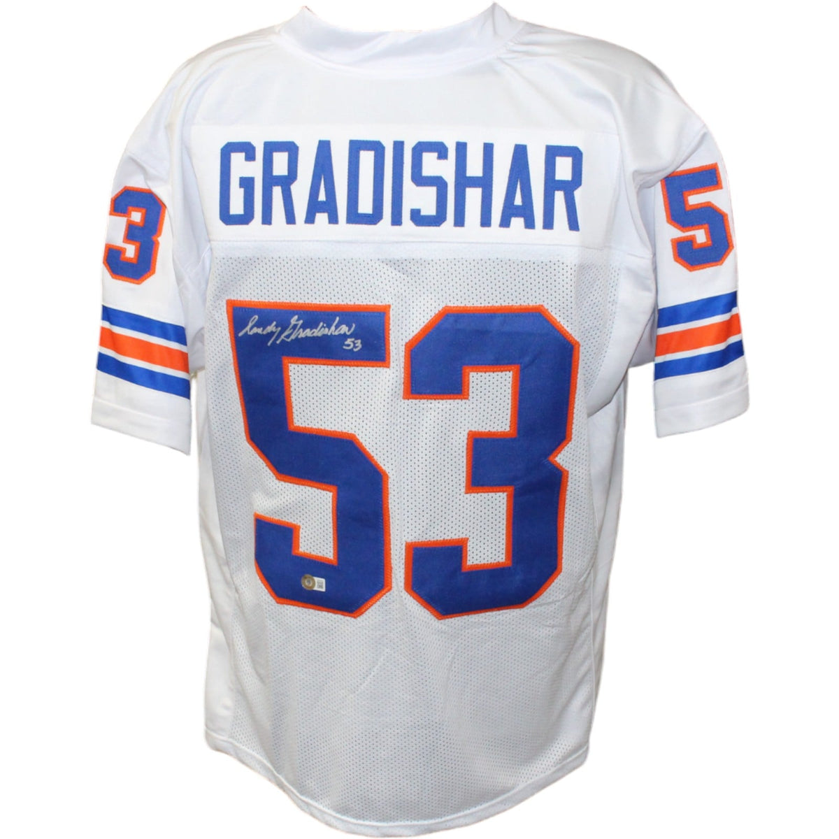 Randy Gradishar Signed Pro Style White Jersey – Beckett Authenticated-Powers Sports Memorabilia