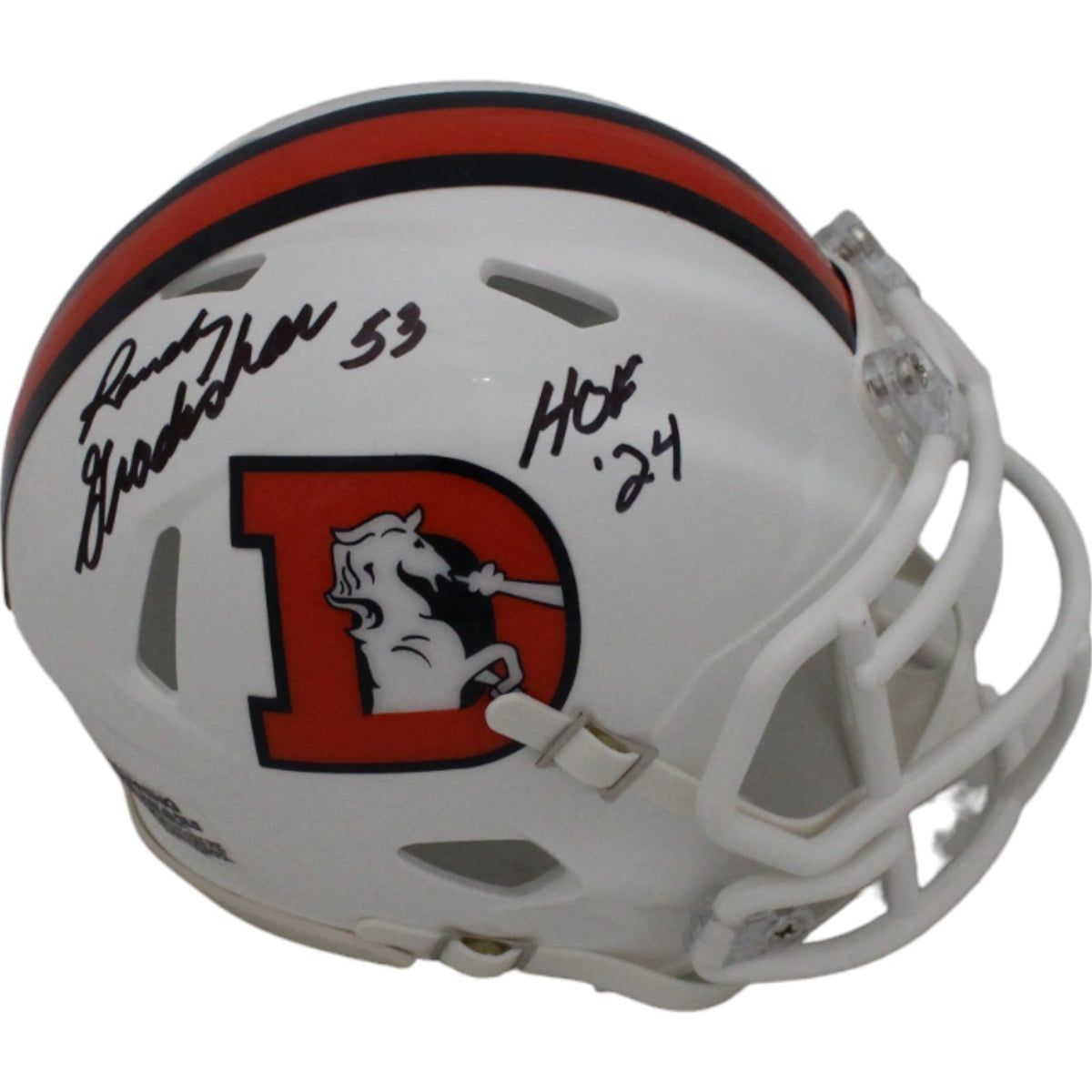 Randy Gradishar Signed Denver Broncos 22 White Alt Mini Helmet – Beckett Authenticated-Powers Sports Memorabilia