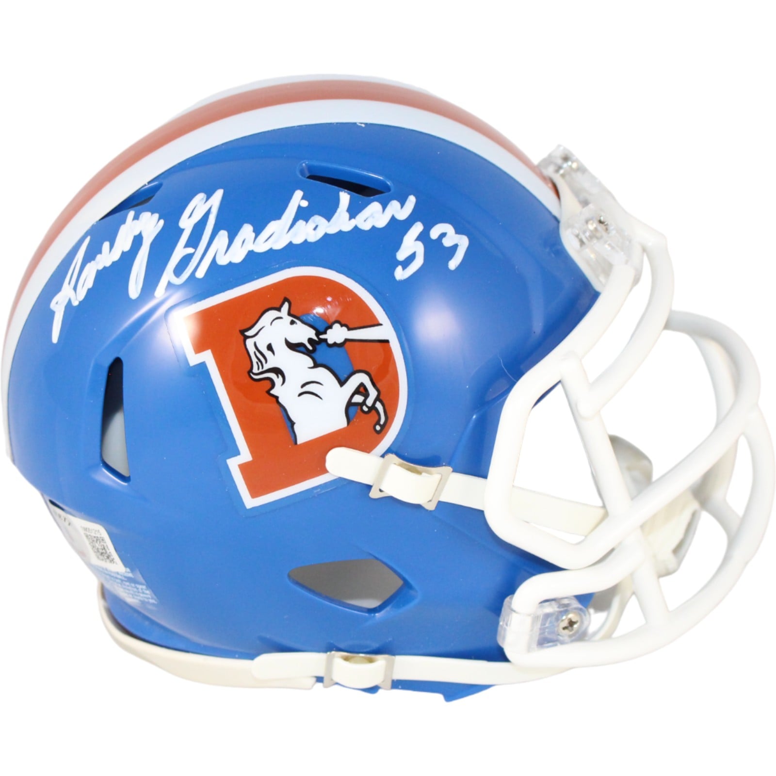 Randy Gradishar Signed Denver Broncos TB Mini Helmet – Beckett Authenticated-Powers Sports Memorabilia