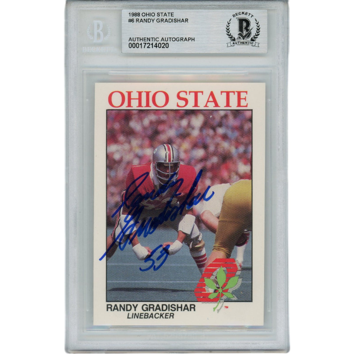 Randy Gradishar Ohio State Buckeyes Signed Card - 1988 Ohio State 6 Slabbed Beckett Beckett-Powers Sports Memorabilia
