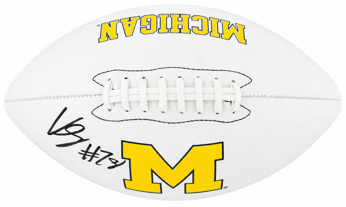 Kenneth Grant Autographed Michigan Wolverines Logo Brands White Logo Football-Powers Sports Memorabilia