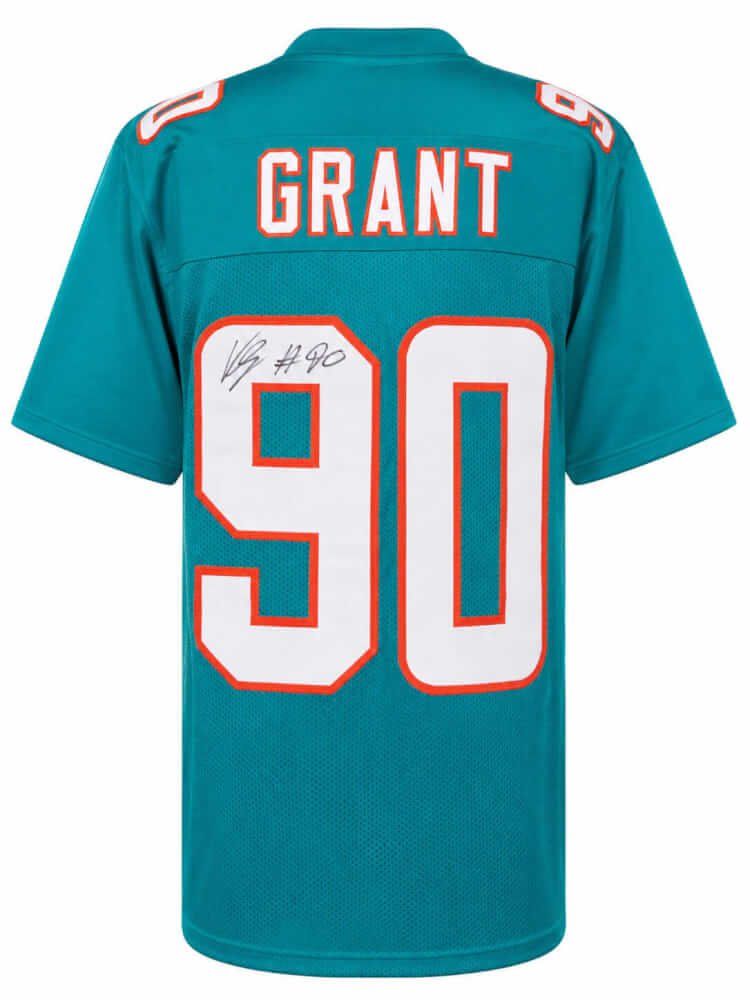 Kenneth Grant Autographed Teal Custom Football Jersey-Powers Sports Memorabilia