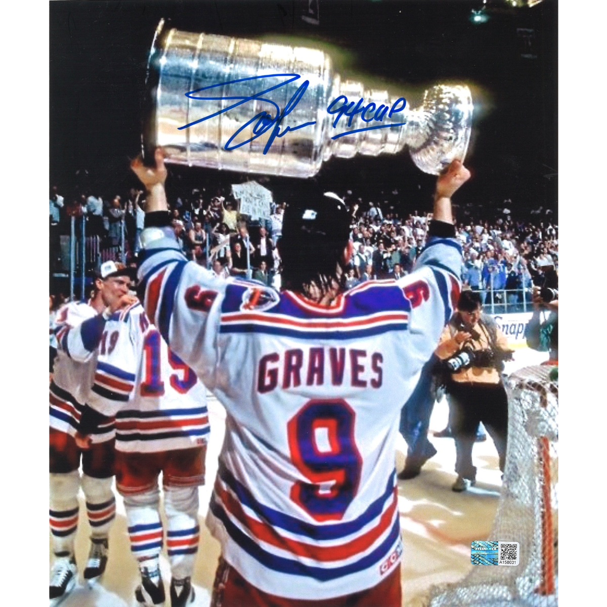 Adam Graves New York Rangers Signed Inscribed 8x10 Cup Photo-Powers Sports Memorabilia