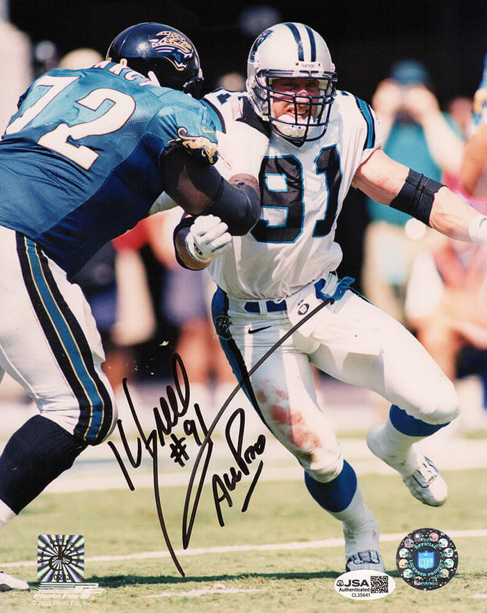 Kevin Greene Autographed Carolina Panthers Action vs Jaguars 8x10 Photo with All Pro - (JSA)-Powers Sports Memorabilia