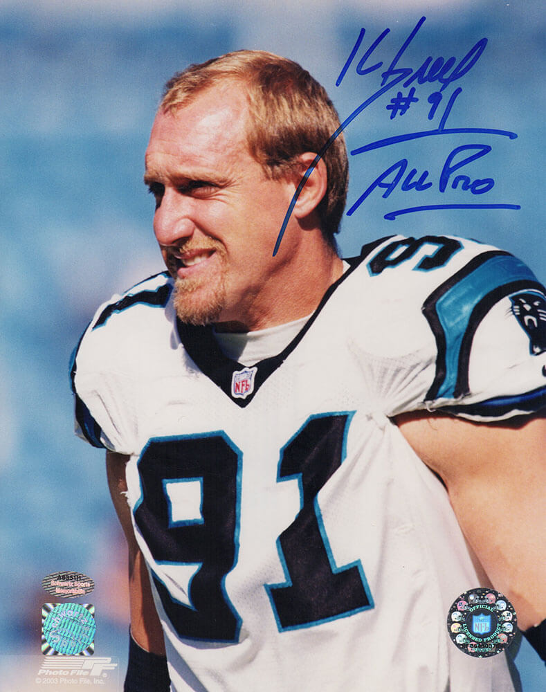 Kevin Greene Autographed Carolina Panthers White Jersey Close Up 8x10 Photo with All Pro-Powers Sports Memorabilia