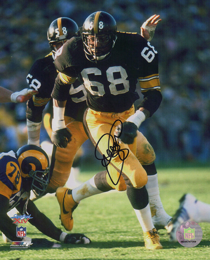 LC Greenwood Autographed Pittsburgh Steelers Super Bowl XIV Action vs Rams 8x10 Photo-Powers Sports Memorabilia