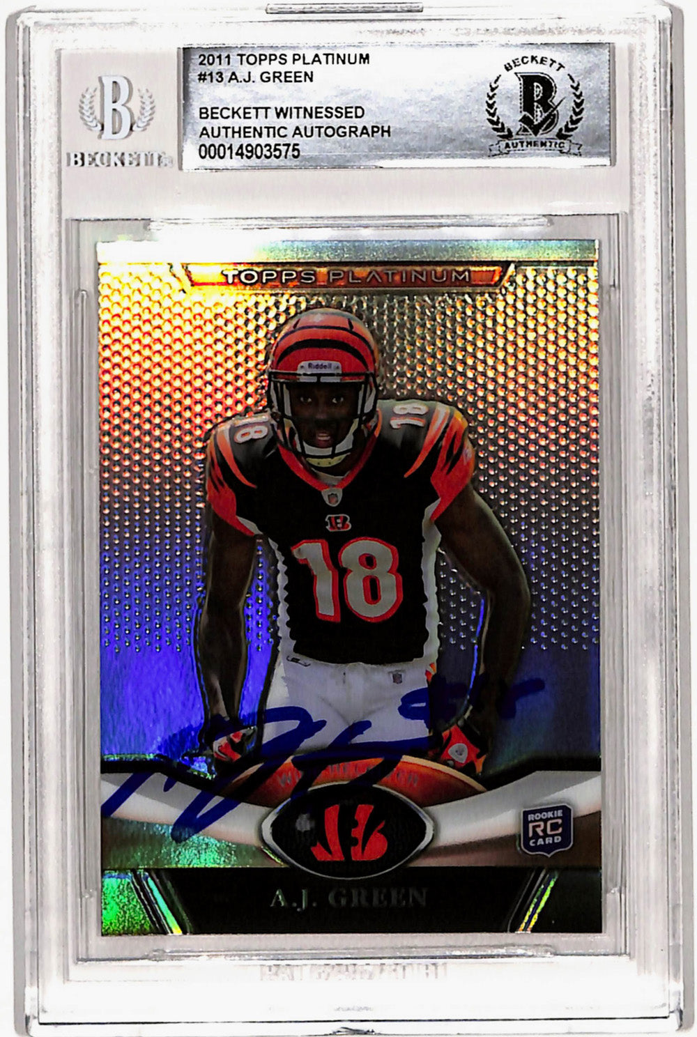 AJ Green Cincinnati Bengals Signed Card - 2011 Topps Platinum #13 Rookie Beckett Slab Beckett-Powers Sports Memorabilia