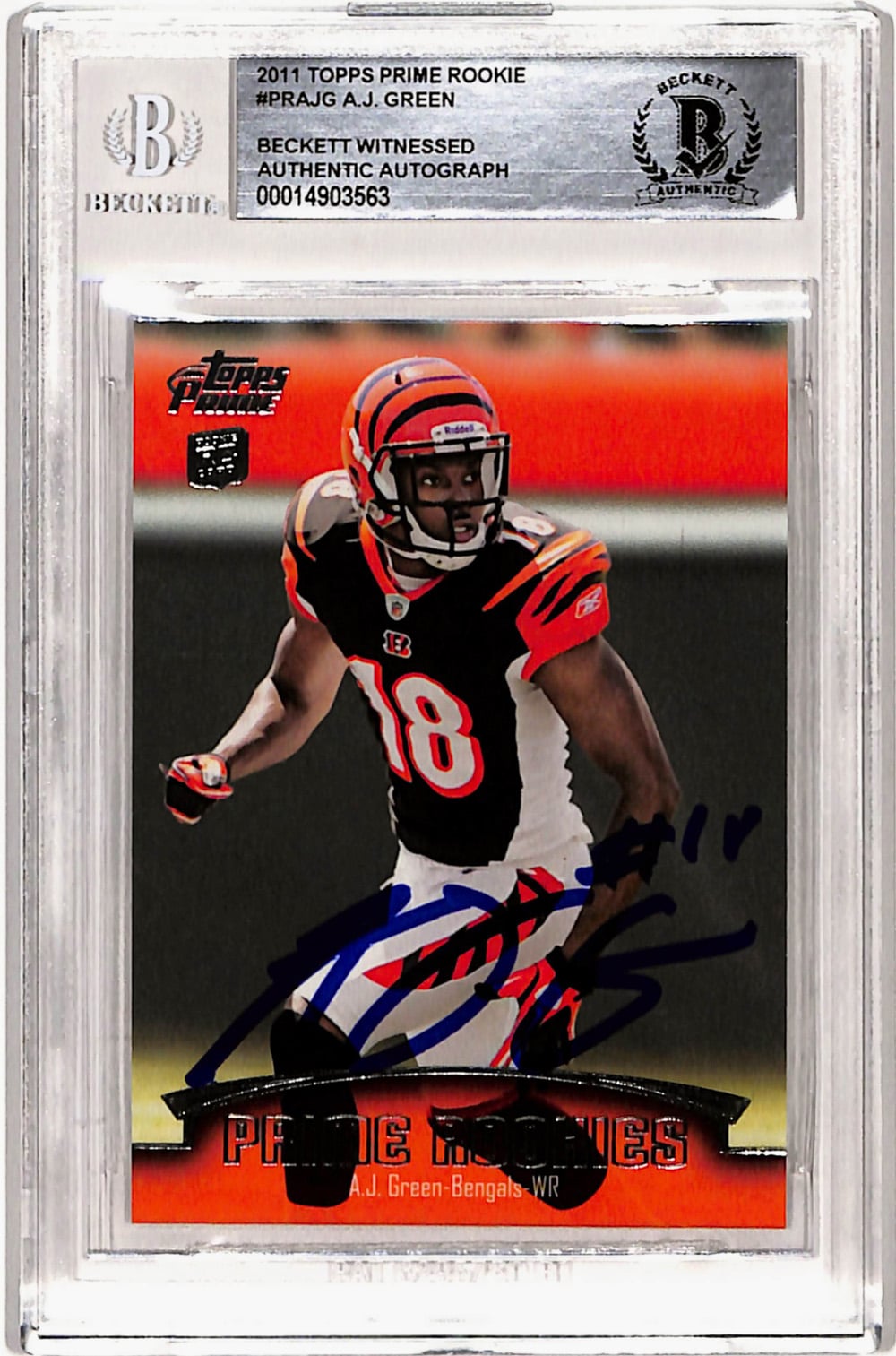 AJ Green Signed 2011 Topps Prime #PR-AJG Rookie Card Beckett Slab-Powers Sports Memorabilia