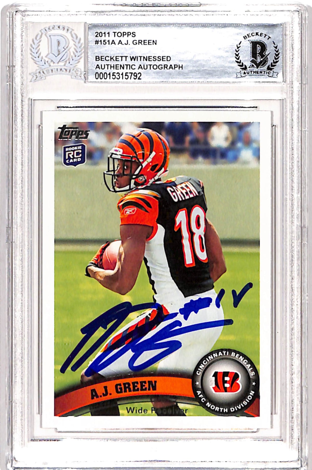 AJ Green Signed 2011 Topps #151 Trading Card – Beckett Authenticated-Powers Sports Memorabilia