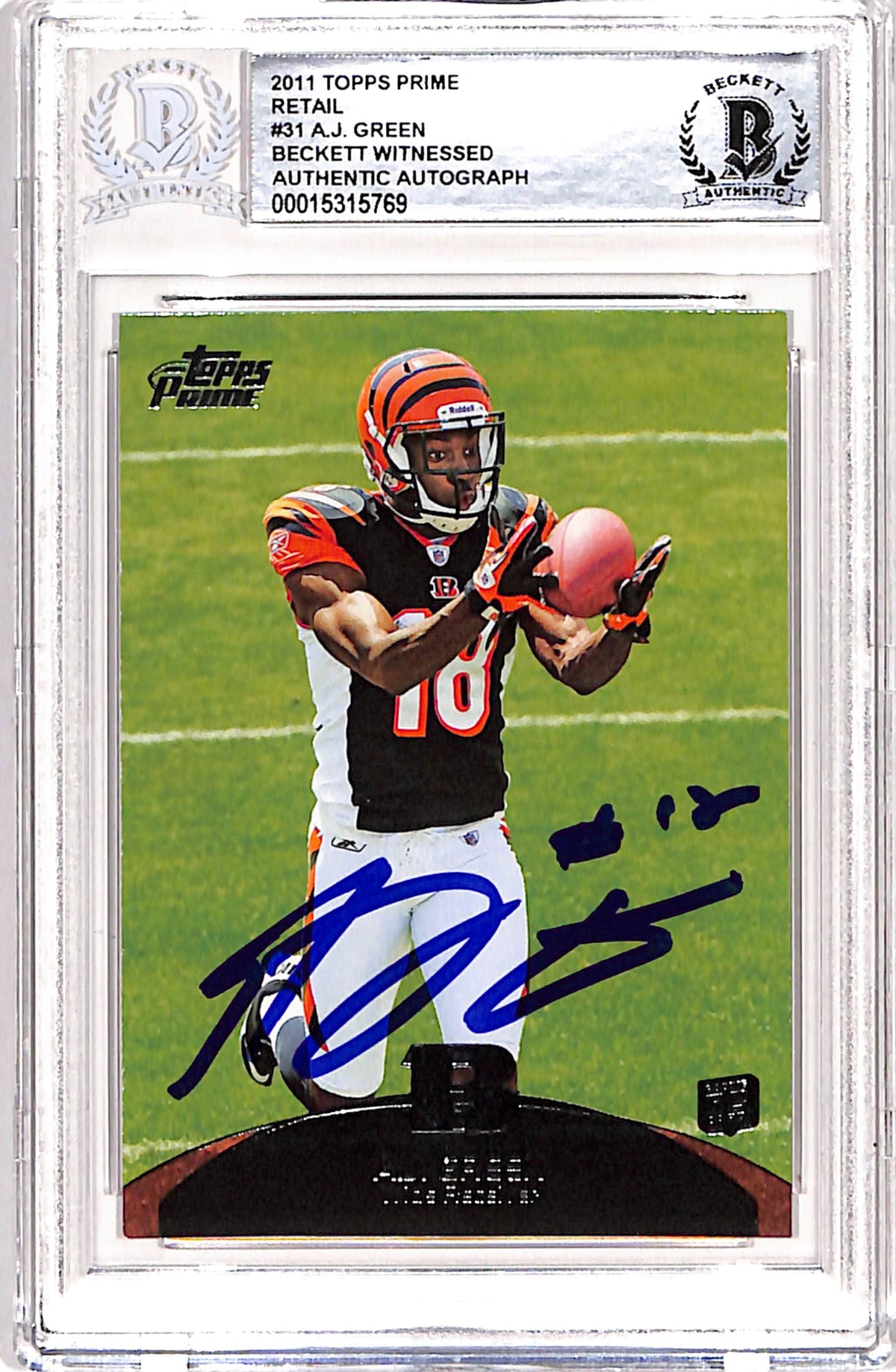 AJ Green Signed 2011 Topps Prime #31 Card – Beckett Authenticated-Powers Sports Memorabilia