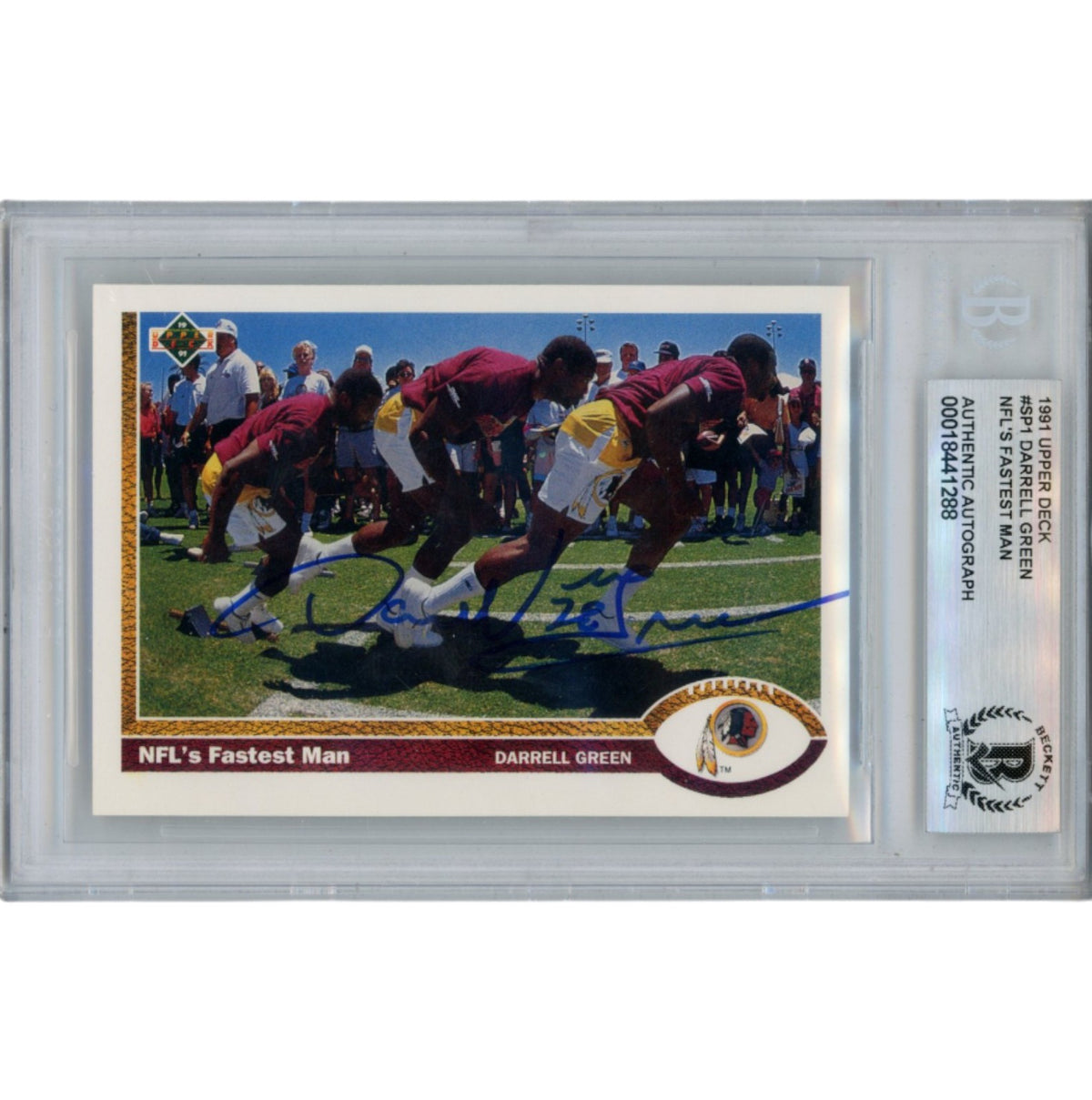 Darrell Green 1991 Upper Deck #SP1 Trading Signed Card Slab-Powers Sports Memorabilia