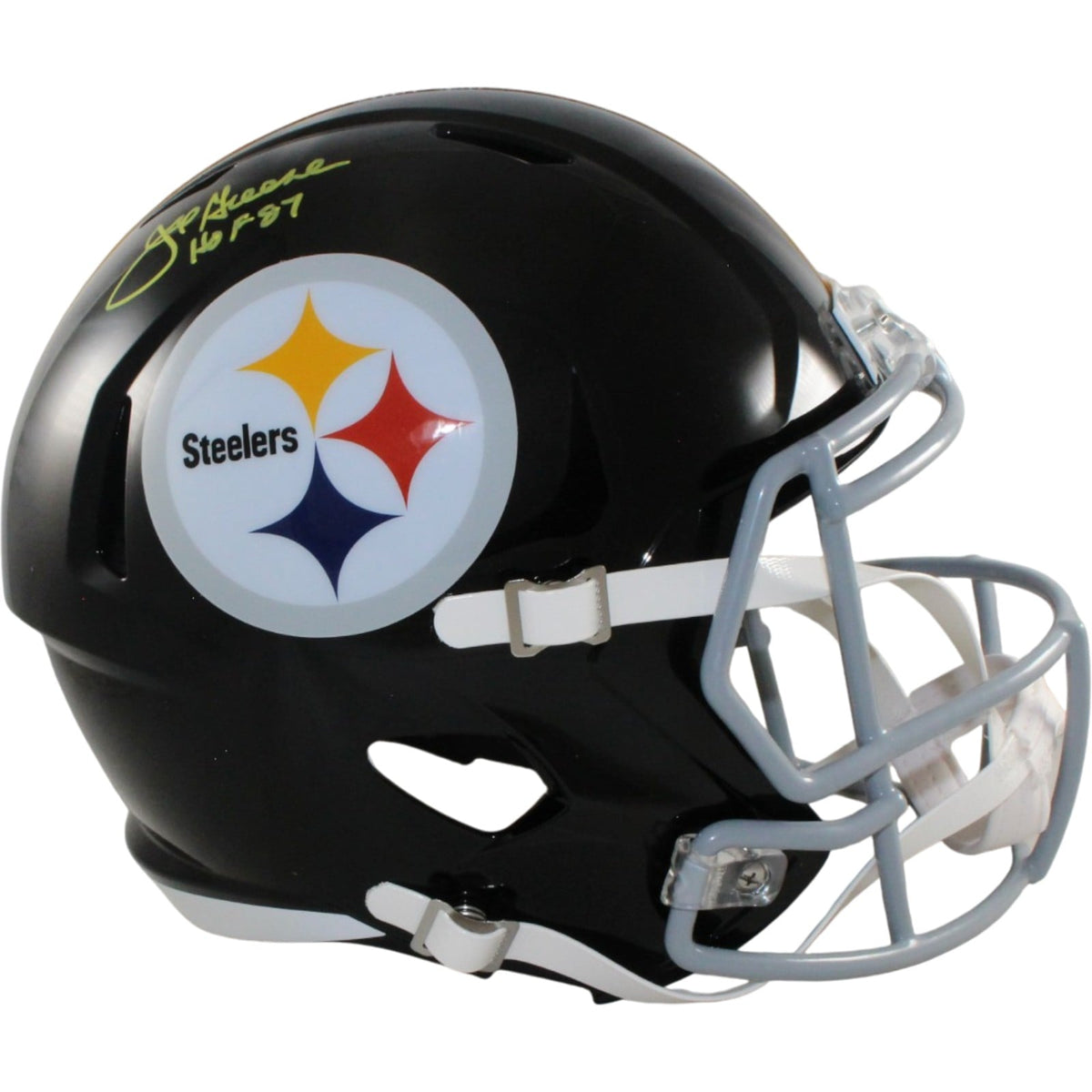 Joe Greene Signed Pittsburgh Steelers Full-Size TB Helmet – Beckett Witness Authenticated-Powers Sports Memorabilia