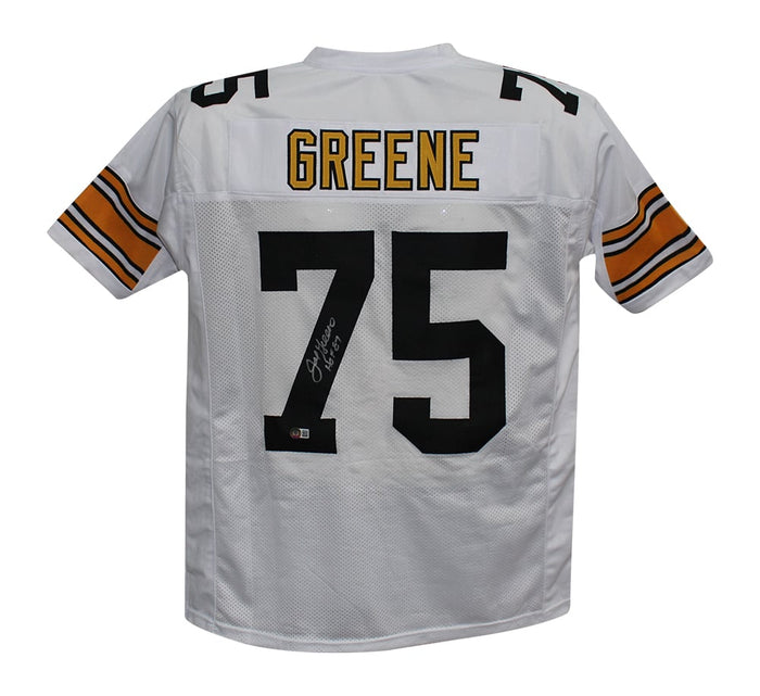 Joe Greene Signed Pro Style White XL Jersey HOF – Beckett Authenticated-Powers Sports Memorabilia