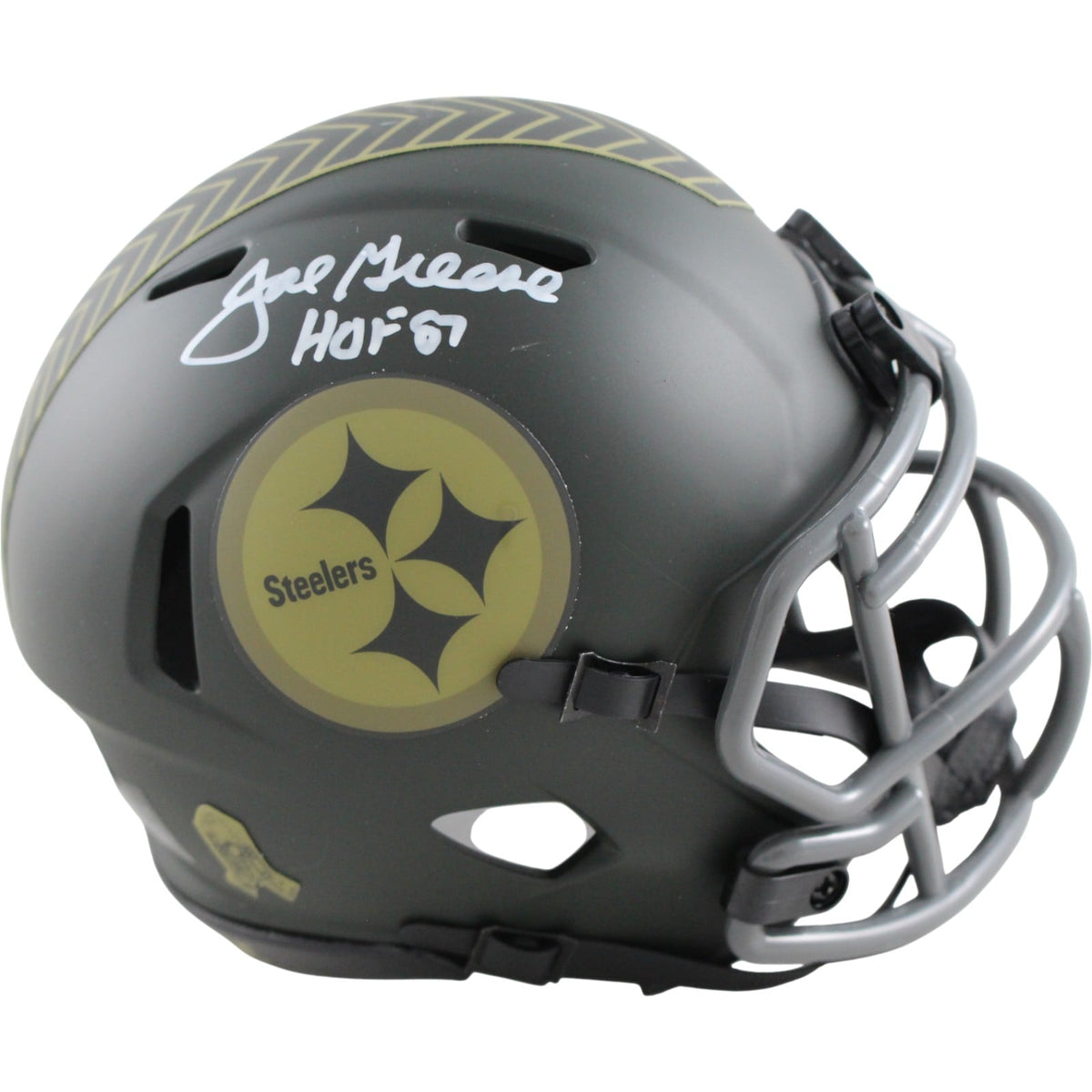 Joe Greene Signed Pittsburgh Steelers 25 STS Mini Helmet HOF – Beckett Authenticated-Powers Sports Memorabilia