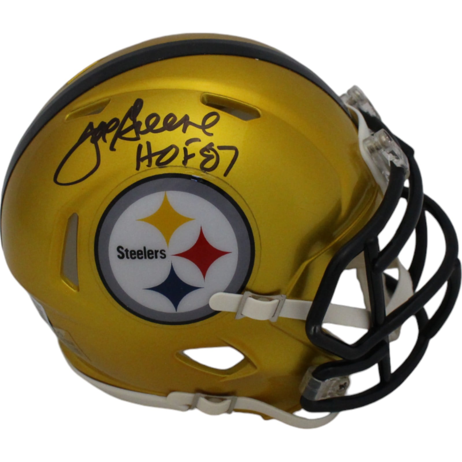 Joe Greene Signed Pittsburgh Steelers Flash Mini Helmet – Beckett Authenticated-Powers Sports Memorabilia
