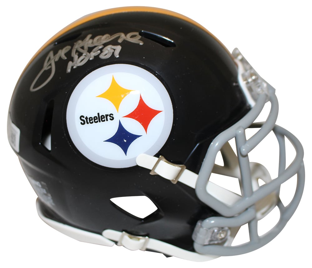 Joe Greene Signed Pittsburgh Steelers 1963-73 Speed Mini Helmet – Beckett Authenticated-Powers Sports Memorabilia