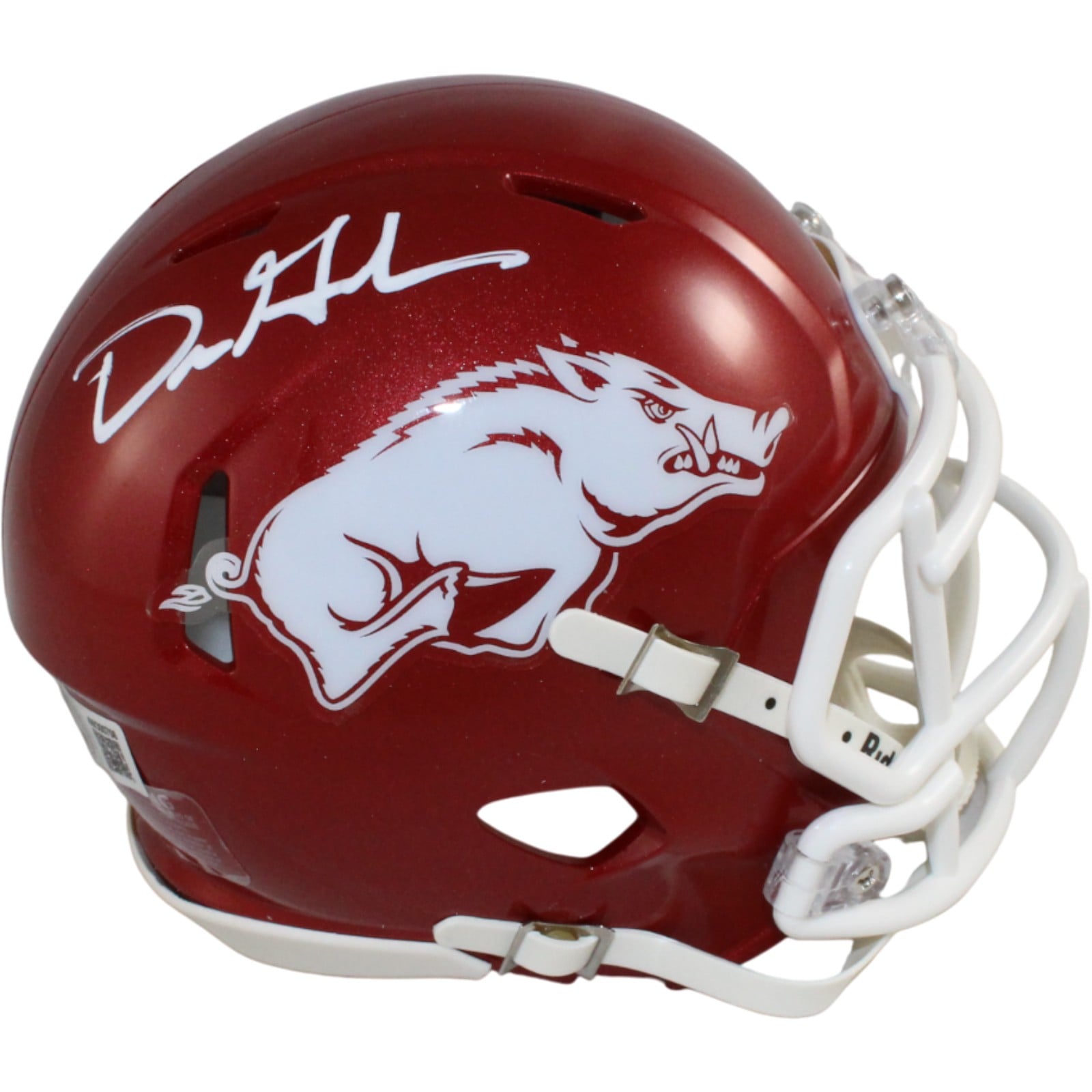 Dre Greenlaw Signed Arkansas Razorbacks Mini Helmet – Beckett Witness Authenticated-Powers Sports Memorabilia