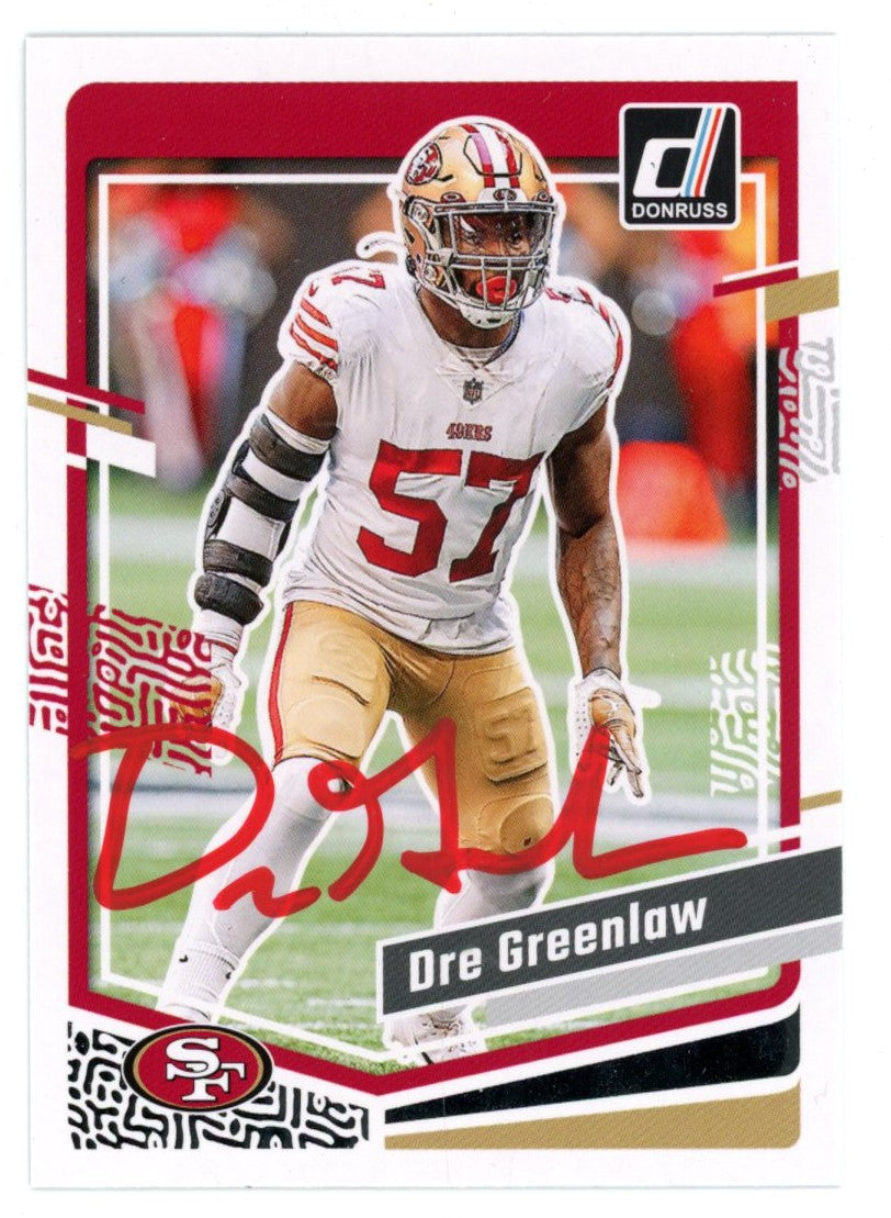 Dre Greenlaw 2023 Panini Donruss #269 Trading Signed Card-Powers Sports Memorabilia