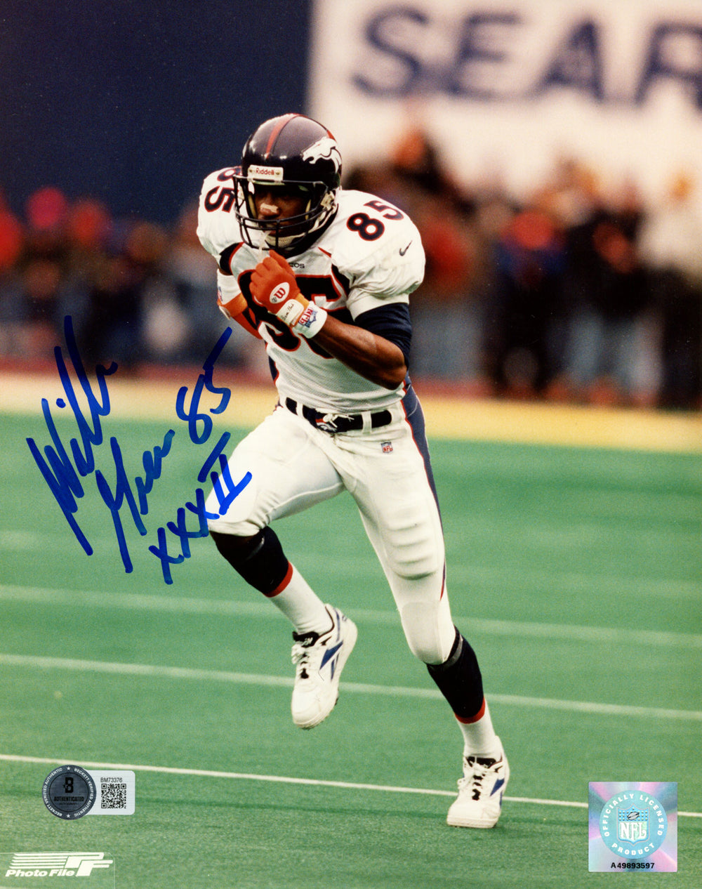 Willie Green Denver Broncos Signed 8x10 Photo - XXXII Beckett Beckett-Powers Sports Memorabilia