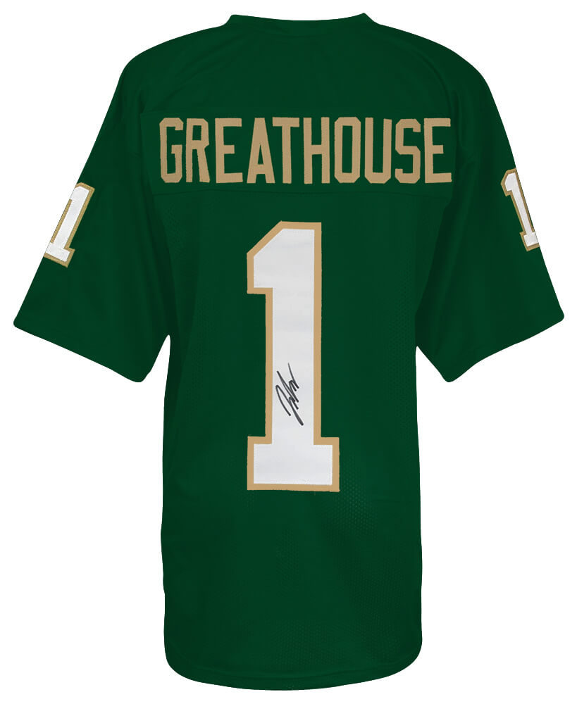Jaden Greathouse Autographed Green Custom College Football Jersey-Powers Sports Memorabilia