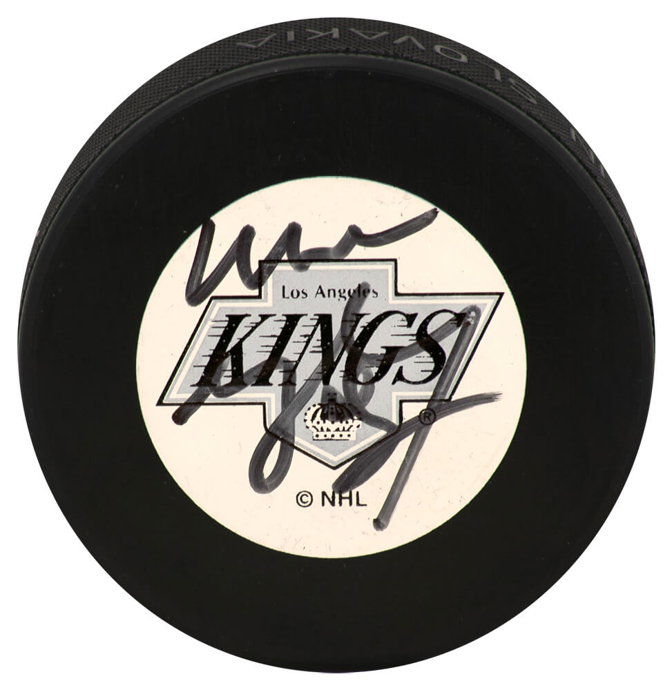 Wayne Gretzky Autographed Los Angeles Kings Logo Hockey Puck (JSA Holo & Full Letter)-Powers Sports Memorabilia