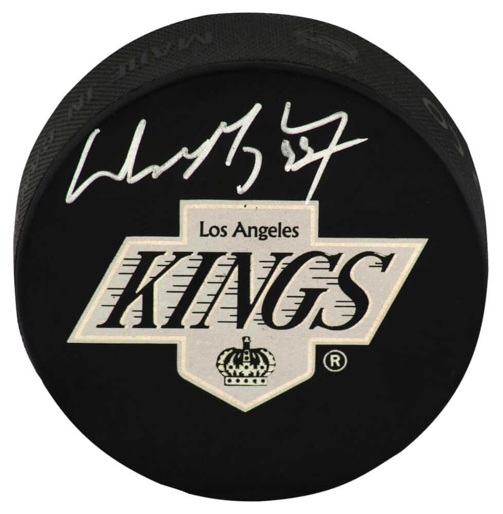 Wayne Gretzky Autographed Los Angeles Kings Logo Hockey Puck (Upper Deck Hologram)-Powers Sports Memorabilia
