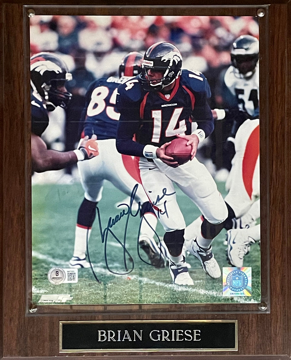 Brian Griese Denver Broncos Signed 8x10 Photo - Plaque Beckett Beckett-Powers Sports Memorabilia