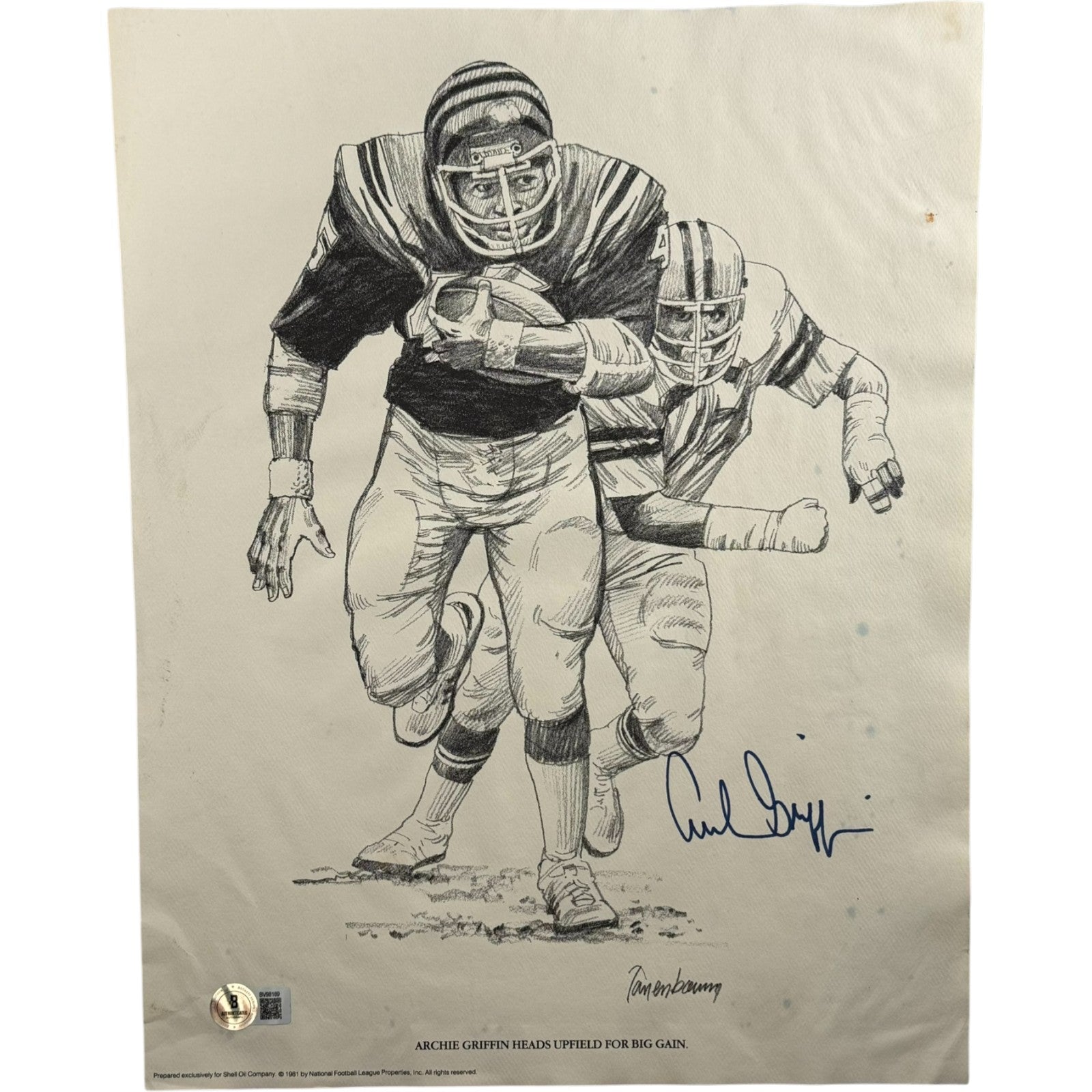 Archie Griffin Cincinnati Bengals Signed 11x14 Photo - Art Drawing AS IS Beckett Beckett-Powers Sports Memorabilia