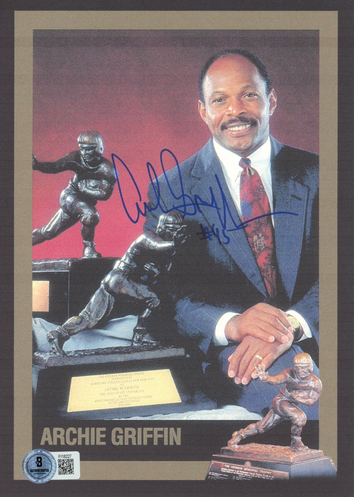 Archie Griffin Ohio State Buckeyes Signed Mini Helmet - 7x9 Beckett Beckett-Powers Sports Memorabilia